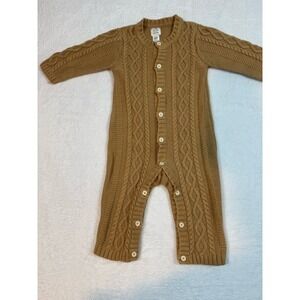 Baby Gap One Piece‎ Cable Knit Sweater Button Closure Beige Newborn 6-12 Months